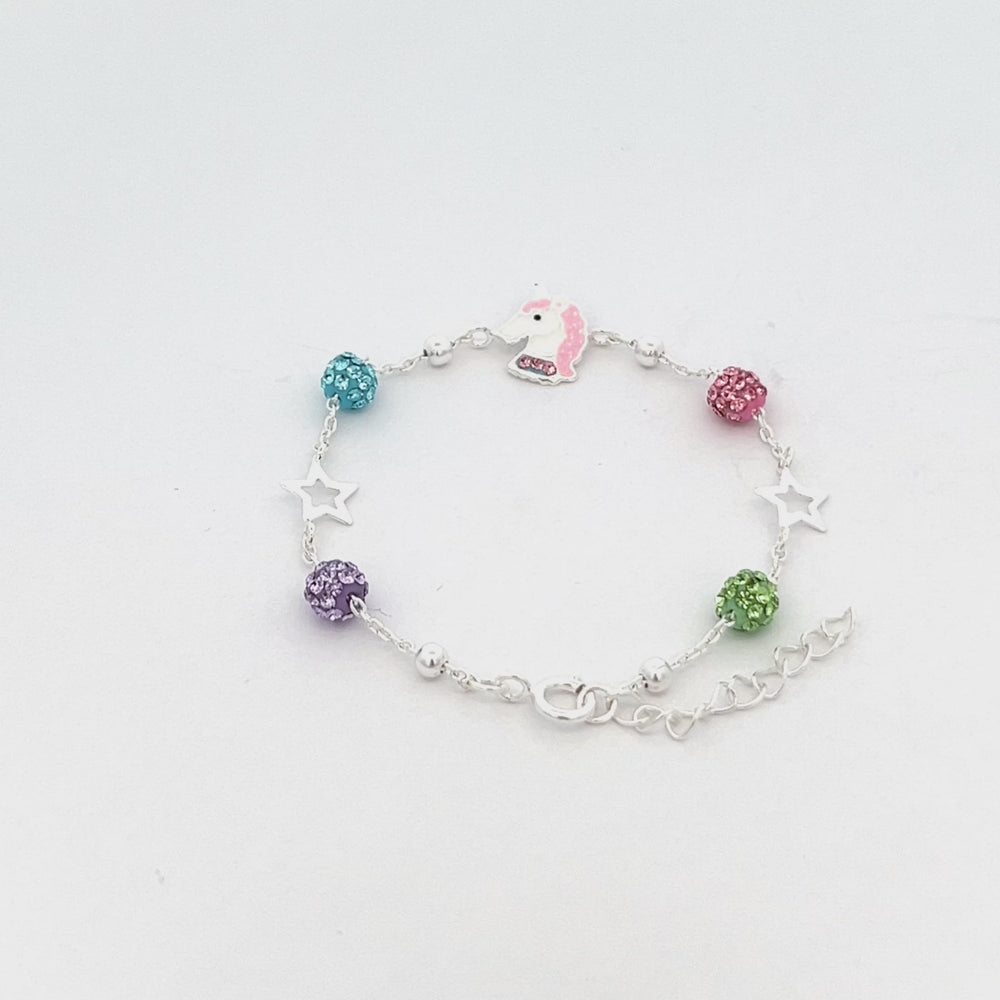 
                
                    Load and play video in Gallery viewer, Sterling Silver Unicorn Stardust Bracelet for Kids
                
            