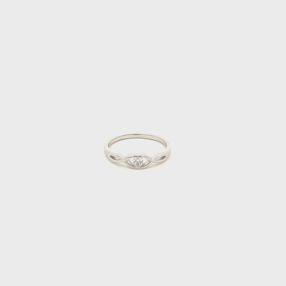 
                
                    Load and play video in Gallery viewer, Sterling Silver Baby Ring with Twisted Band and Clear CZ for Girls
                
            