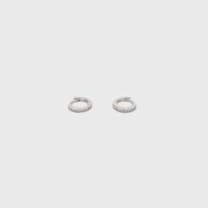 thumbnail image 2 of 925 Sterling Silver Black Small Huggie Hoop Earrings For Women & Girls – 10mm Rhodium Plated, Snap Closure 2 of 5