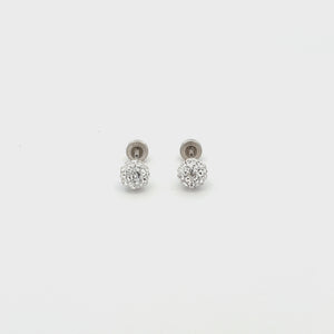 
                
                    Load and play video in Gallery viewer, Sterling Silver Clear Stardust Ball Screw Back Earrings
                
            