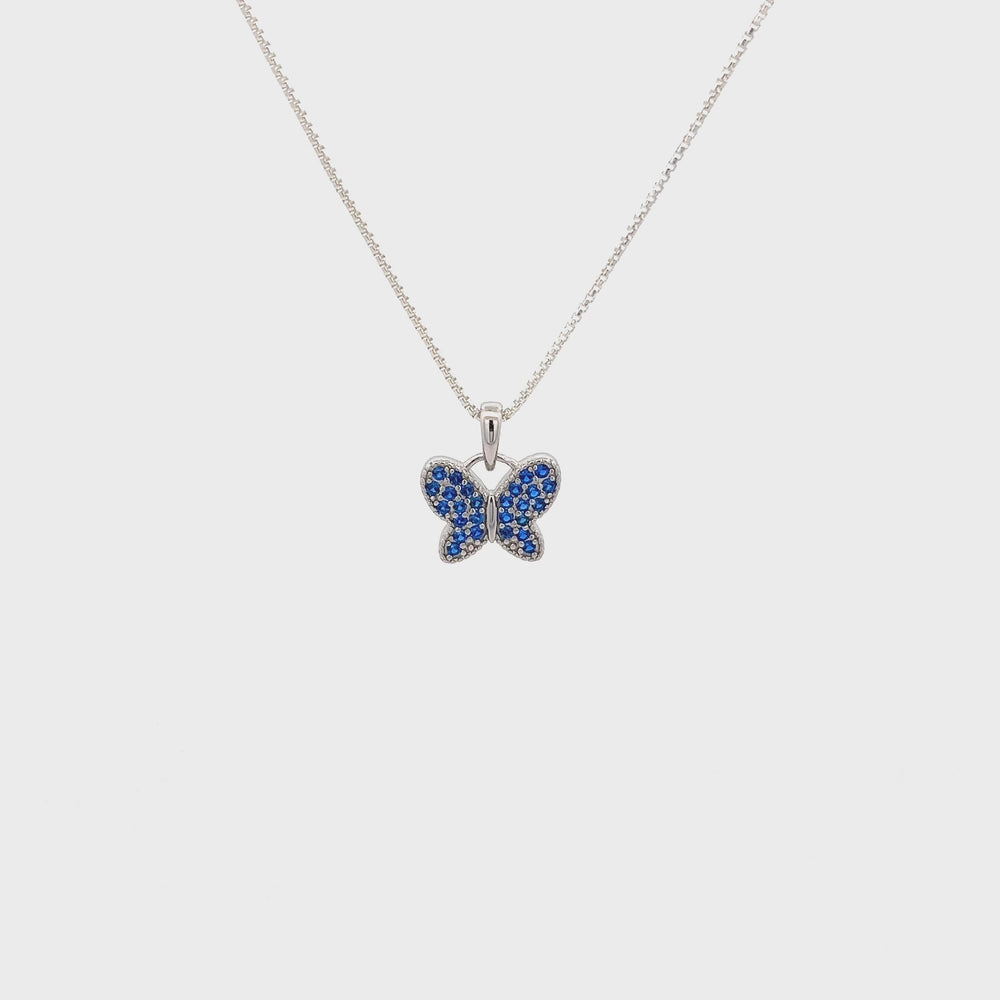 
                
                    Load and play video in Gallery viewer, Sterling Silver Butterfly Birthstone Necklace for Little Girls
                
            