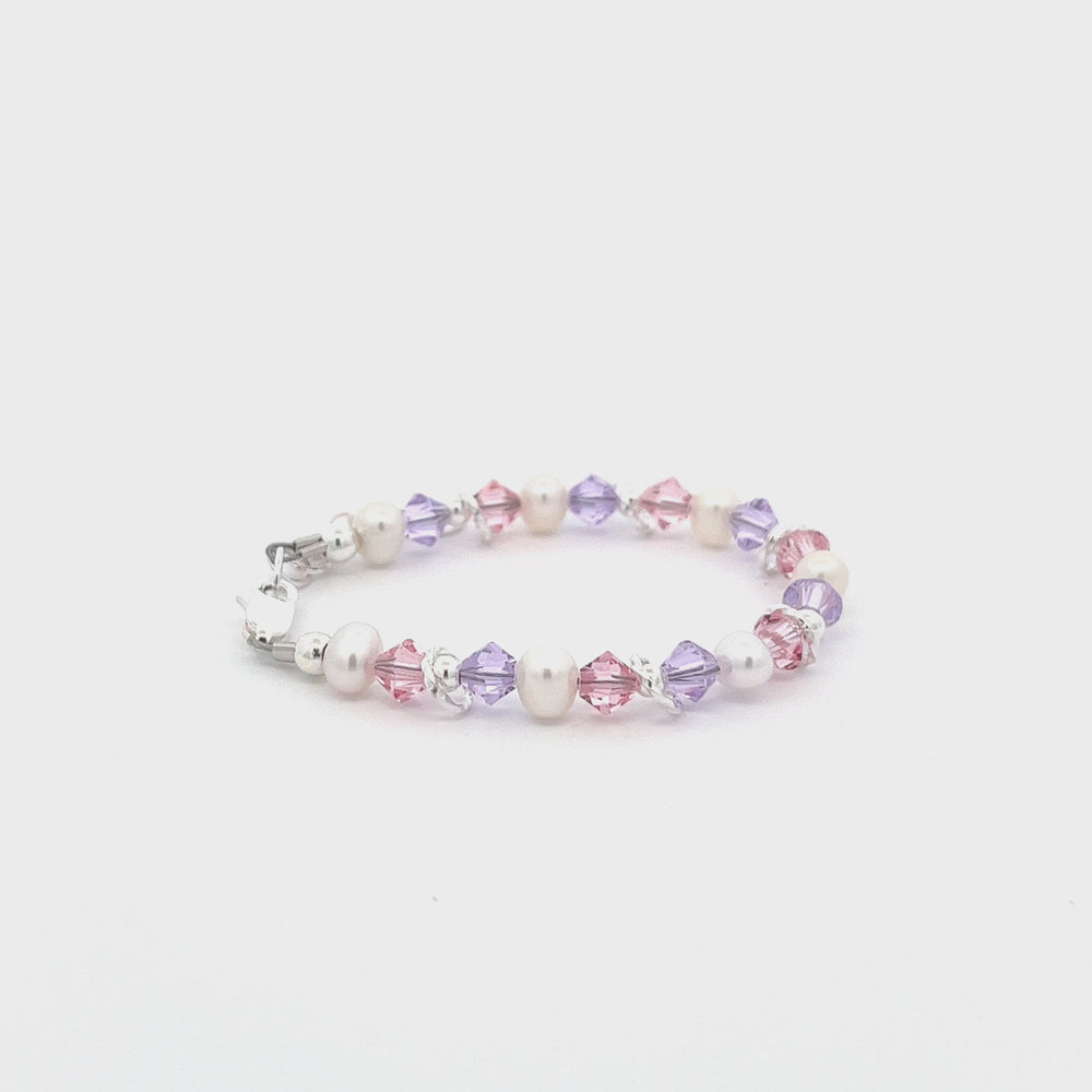 
                
                    Load and play video in Gallery viewer, Sterling Silver Bracelet with Purple and Pink Accents for Kids
                
            