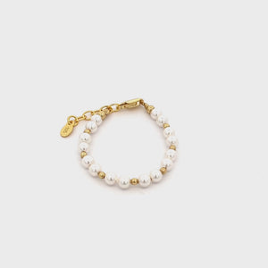 
                
                    Load and play video in Gallery viewer, 14K Gold-Plated Pearl Bracelet for Infant Girl Newborn Gift
                
            