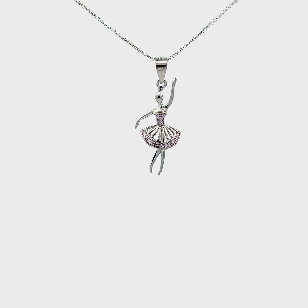 
                
                    Load and play video in Gallery viewer, Sterling Silver Children&amp;#39;s Ballerina Necklace for Girls
                
            