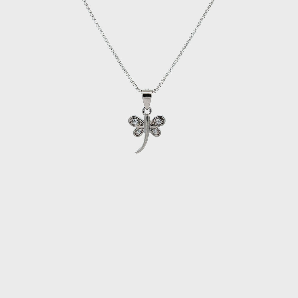 
                
                    Load and play video in Gallery viewer, Sterling Silver Child&amp;#39;s Dragonfly Necklace with CZs
                
            