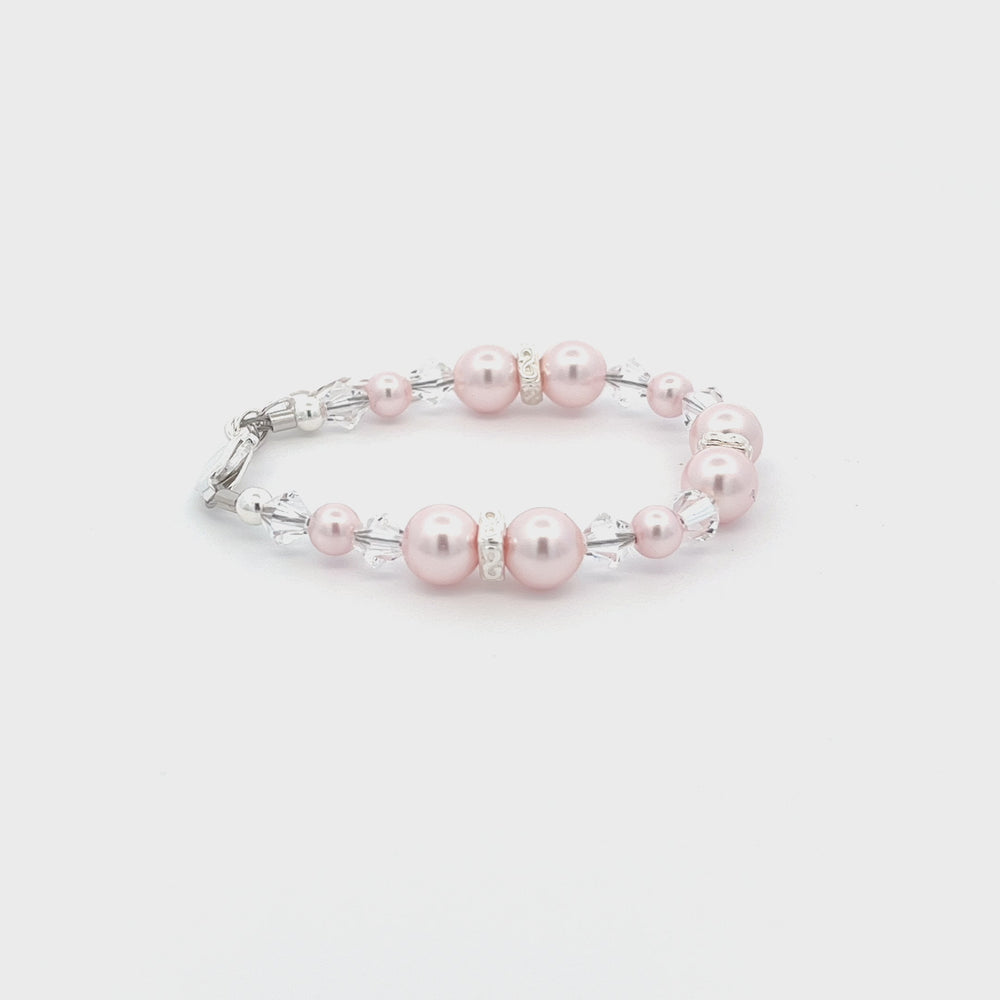 
                
                    Load and play video in Gallery viewer, Sadie - Sterling Silver Pink Pearl Bracelet for Babies, Toddlers, and Girls
                
            