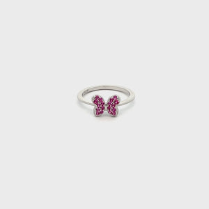 
                
                    Load and play video in Gallery viewer, Sterling Silver Amethyst Butterfly Ring with CZs for Kids
                
            