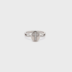 
                
                    Load and play video in Gallery viewer, Sterling Silver Cross CZ Baby Ring for Kids
                
            