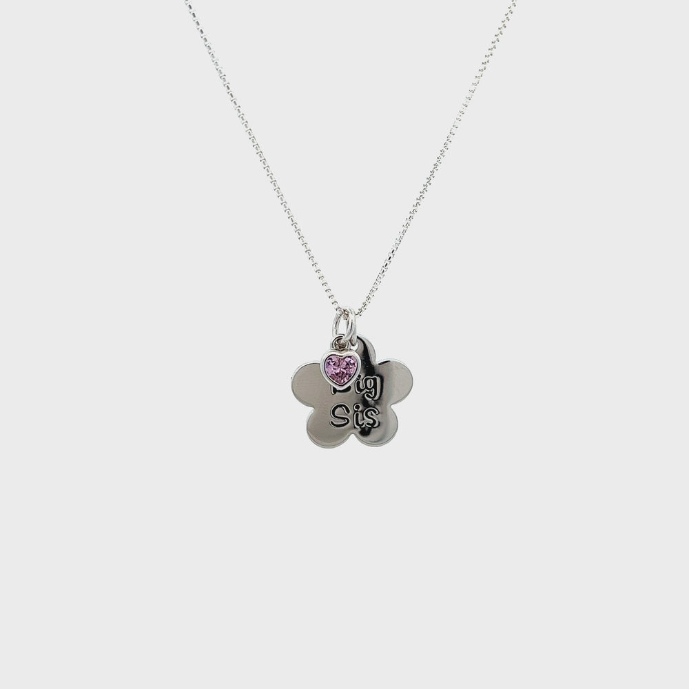 
                
                    Load and play video in Gallery viewer, Sterling Silver Big Sis Daisy Necklace for Big Sisters
                
            