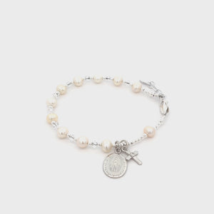
                
                    Load and play video in Gallery viewer, Girls First Communion Gift Sterling Silver Rosary Bracelet with Miraculous Medal
                
            