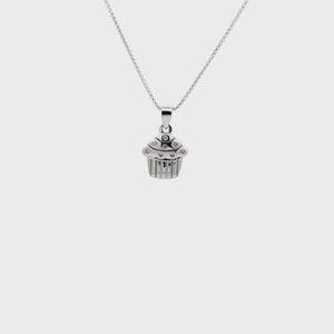 
                
                    Load and play video in Gallery viewer, Sterling Silver Cupcake Necklace for Kids
                
            