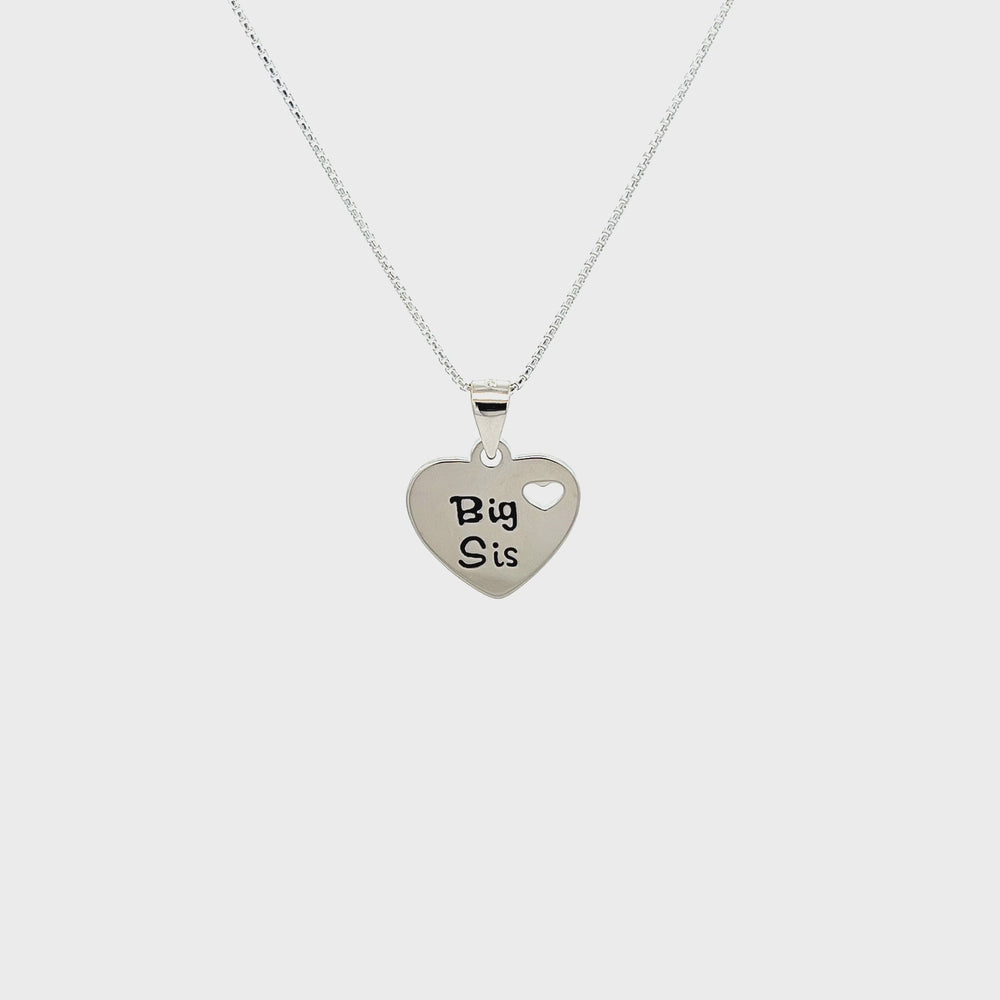 
                
                    Load and play video in Gallery viewer, Sterling Silver Big Sis Heart Necklace for Big Sisters
                
            