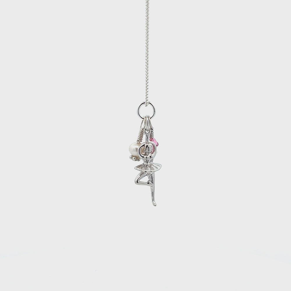 
                
                    Load and play video in Gallery viewer, Sterling Silver Personalized Ballerina Necklace for Kids
                
            