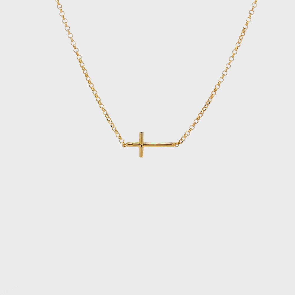 
                
                    Load and play video in Gallery viewer, 14K Gold-Plated Children&amp;#39;s Horizontal Cross Necklace
                
            
