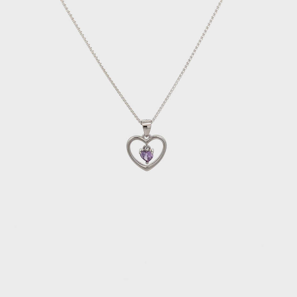 
                
                    Load and play video in Gallery viewer, Sterling Silver Birthstone Dancing Heart Necklace for Girls
                
            