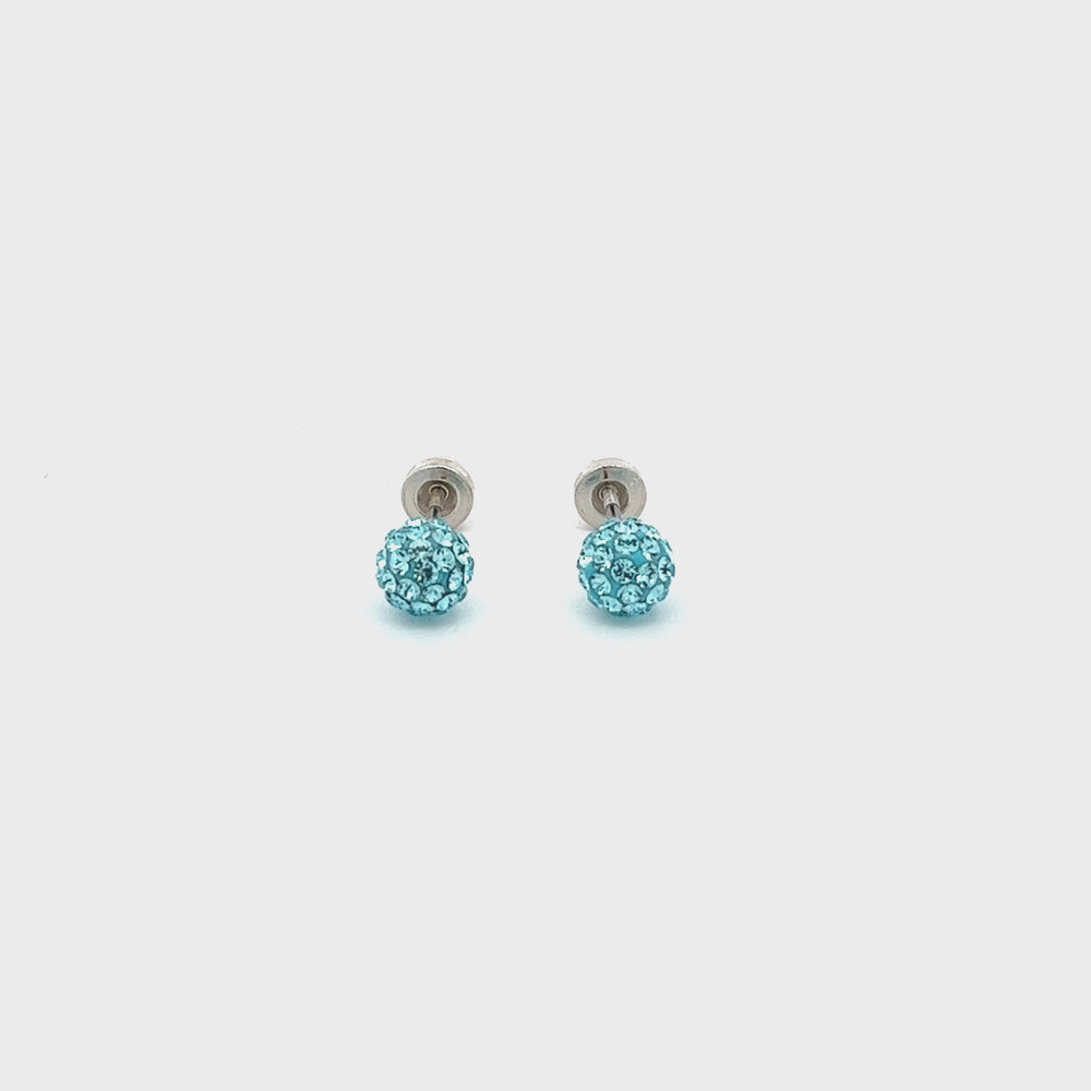 
                
                    Load and play video in Gallery viewer, Sterling Silver Aqua Stardust Ball Screw Back Earrings
                
            