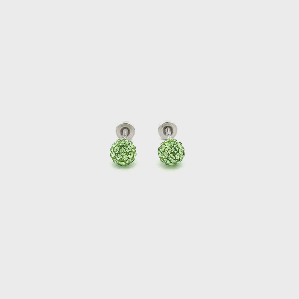 
                
                    Load and play video in Gallery viewer, Sterling Silver Birthstone Stardust Ball Screw Back Earrings for Kids
                
            