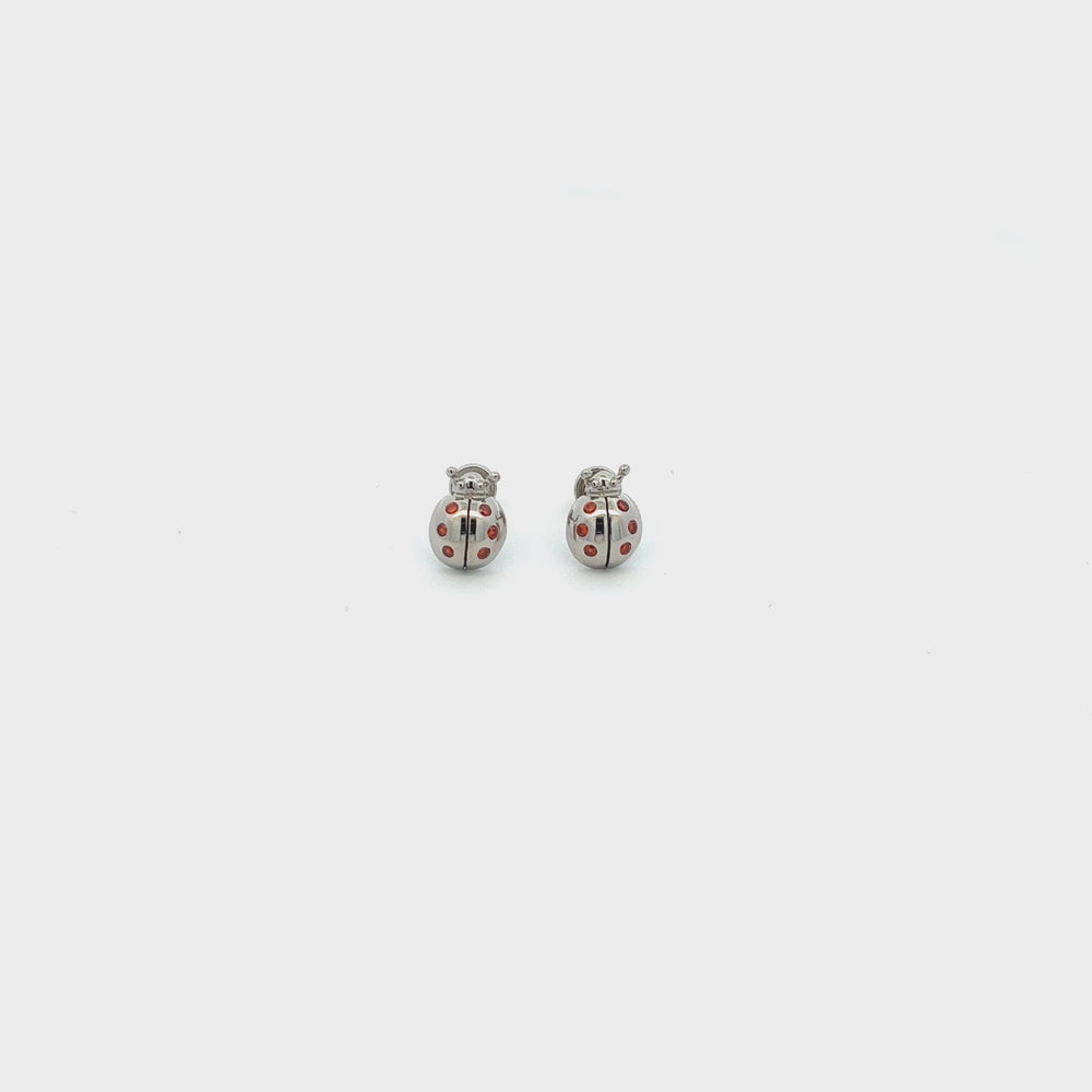 
                
                    Load and play video in Gallery viewer, Sterling Silver Kid&amp;#39;s Ladybug Earrings
                
            