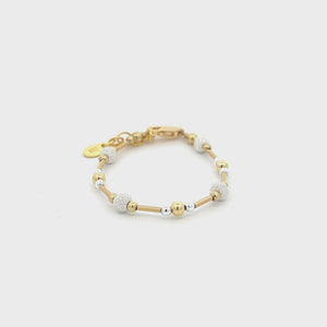 
                
                    Load and play video in Gallery viewer, Little Girls 14K Gold-Plated Bracelet with Silver Stardust Beads
                
            