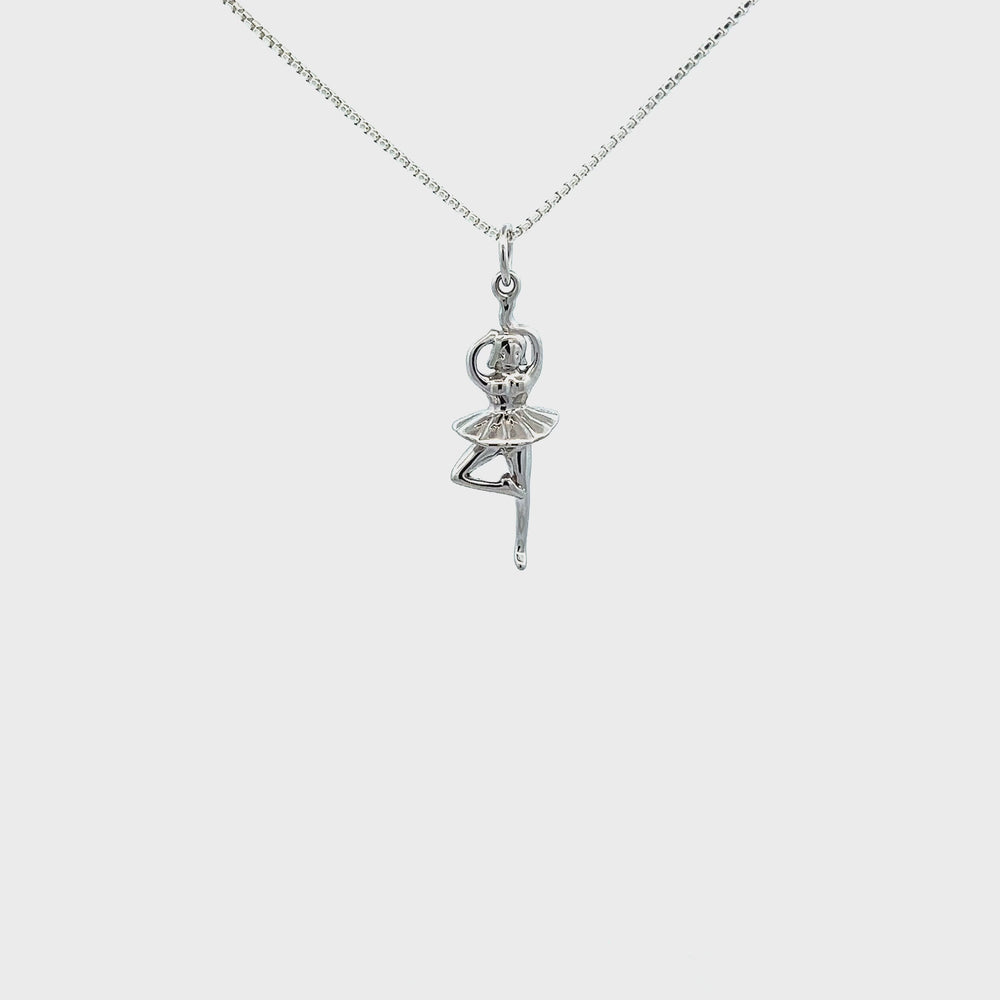 
                
                    Load and play video in Gallery viewer, Sterling Silver Children&amp;#39;s Ballerina Necklace for Kids
                
            