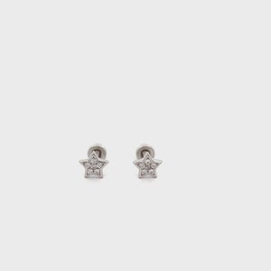 
                
                    Load and play video in Gallery viewer, Sterling Silver Kid&amp;#39;s Star CZ Screw-Back Earrings
                
            