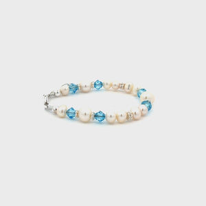 
                
                    Load and play video in Gallery viewer, Birthstone Bracelet - Sterling Silver Pearls for Kids
                
            
