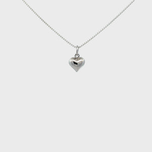 
                
                    Load and play video in Gallery viewer, Sterling Silver Kid&amp;#39;s Puff Heart Necklace
                
            