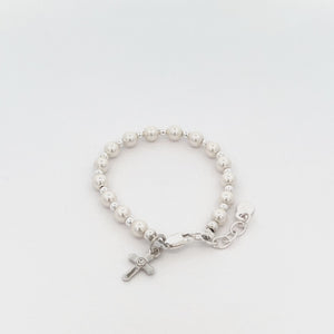 
                
                    Load and play video in Gallery viewer, Sterling Silver Pearl Cross Baptism, Christening or Dedication Bracelet for Baby Girl
                
            