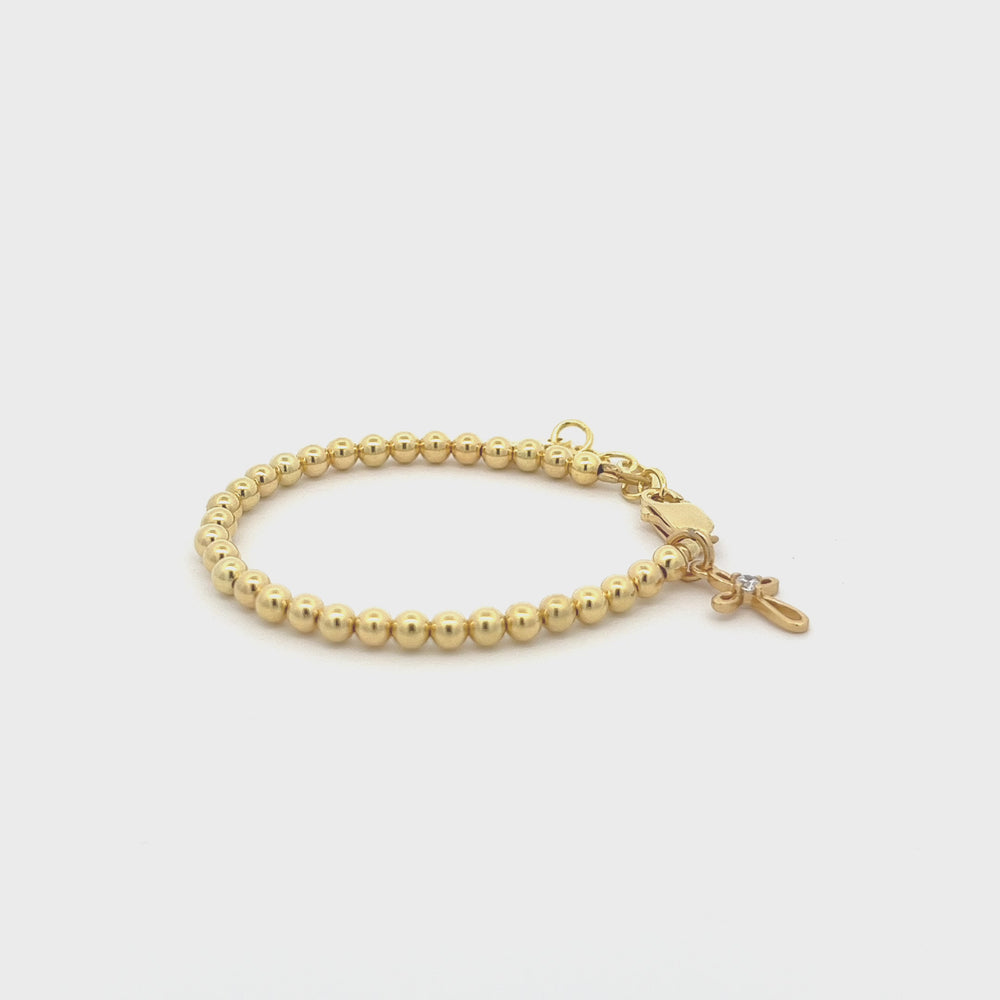 
                
                    Load and play video in Gallery viewer, Lenox - 14K Gold Plated Cross Bracelet for Baby Baptism and First Communion Gifts
                
            