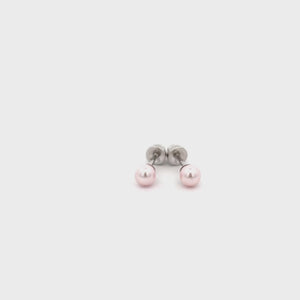 
                
                    Load and play video in Gallery viewer, Sterling Silver Child&amp;#39;s Pink Freshwater Pearl Screw Back Earrings
                
            