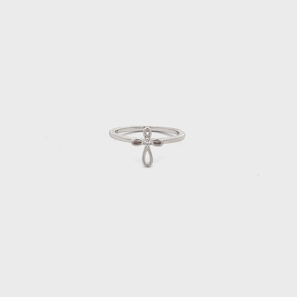 
                
                    Load and play video in Gallery viewer, Sterling Silver Infinity Cross Baby Ring for Kids
                
            