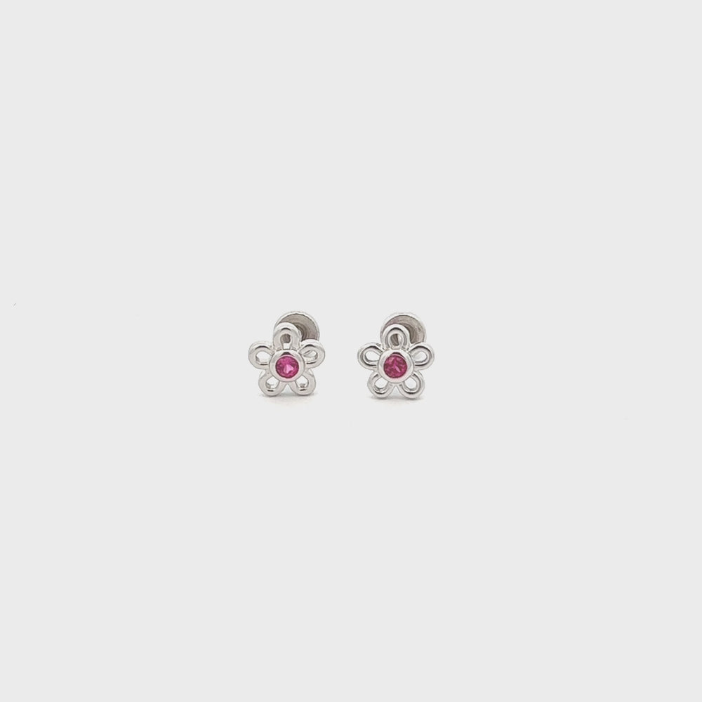 
                
                    Load and play video in Gallery viewer, Sterling Silver Birthstone Daisy Earrings for Kids
                
            