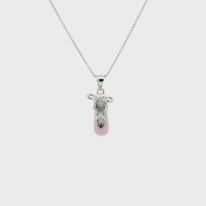 
                
                    Load and play video in Gallery viewer, Children&amp;#39;s Sterling Silver Pink Ballet Slipper Necklace for Kids and Girls
                
            