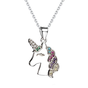 
                
                    Load image into Gallery viewer, Sterling Silver Girl&amp;#39;s Rainbow Unicorn Necklace
                
            