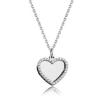Sterling Silver Children's Engraveable Heart Necklace with CZ Heart