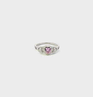 
                
                    Load and play video in Gallery viewer, Sterling Silver Pink Heart Baby Ring for Little Girls
                
            