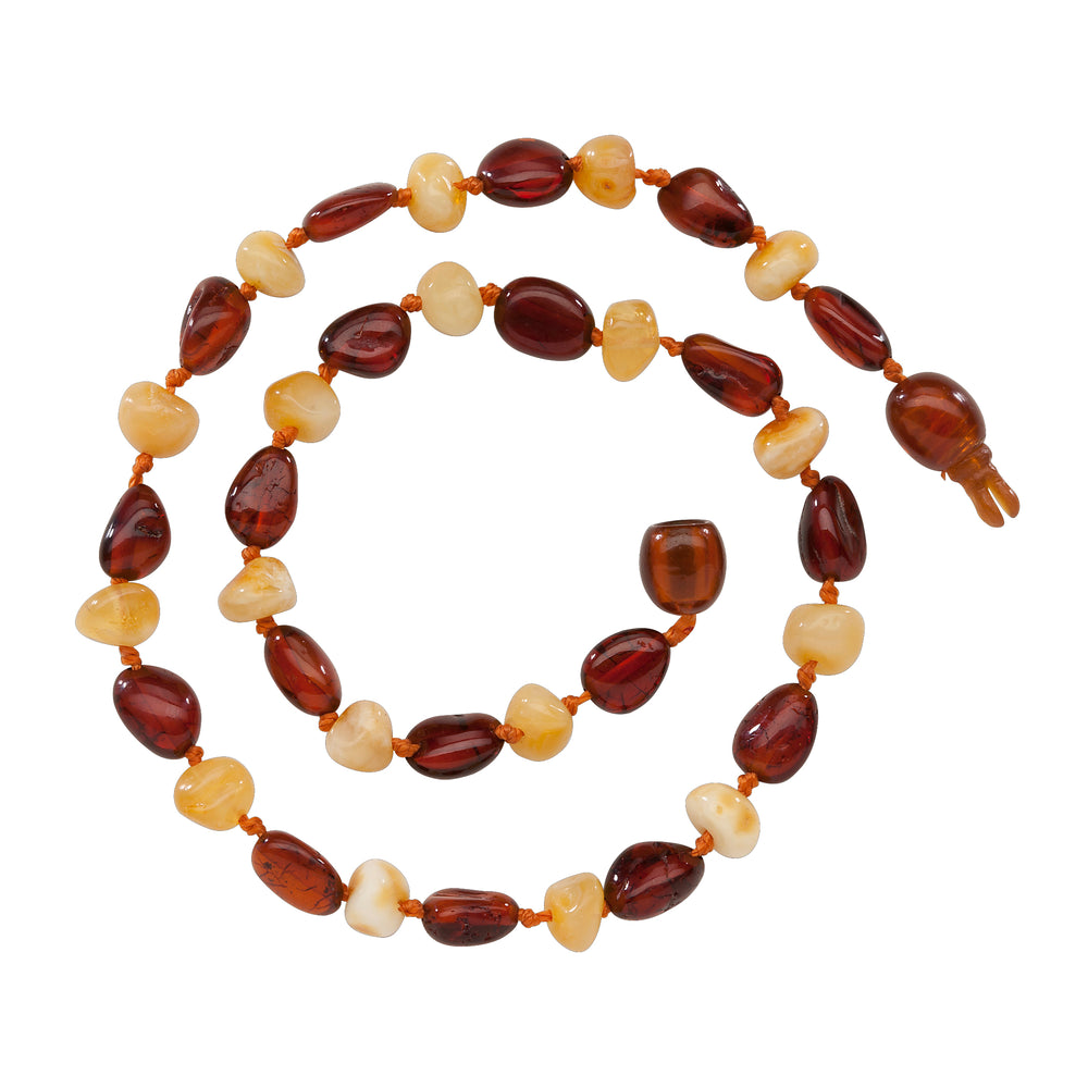 Amber Teething Necklace for Teething Babies or Toddlers (Lt. Cherry/Milk)