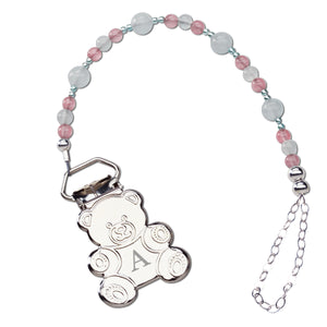 Sterling Silver Pink Teddy Bear Binky Clip Holder (BC-Lexa)