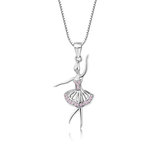 
                
                    Load image into Gallery viewer, Sterling Silver Children&amp;#39;s Ballerina Necklace for Girls
                
            