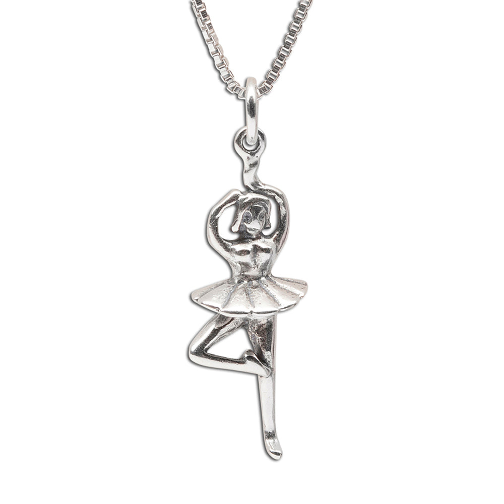 
                
                    Load image into Gallery viewer, Sterling Silver Ballerina necklace for little girls recital gift
                
            