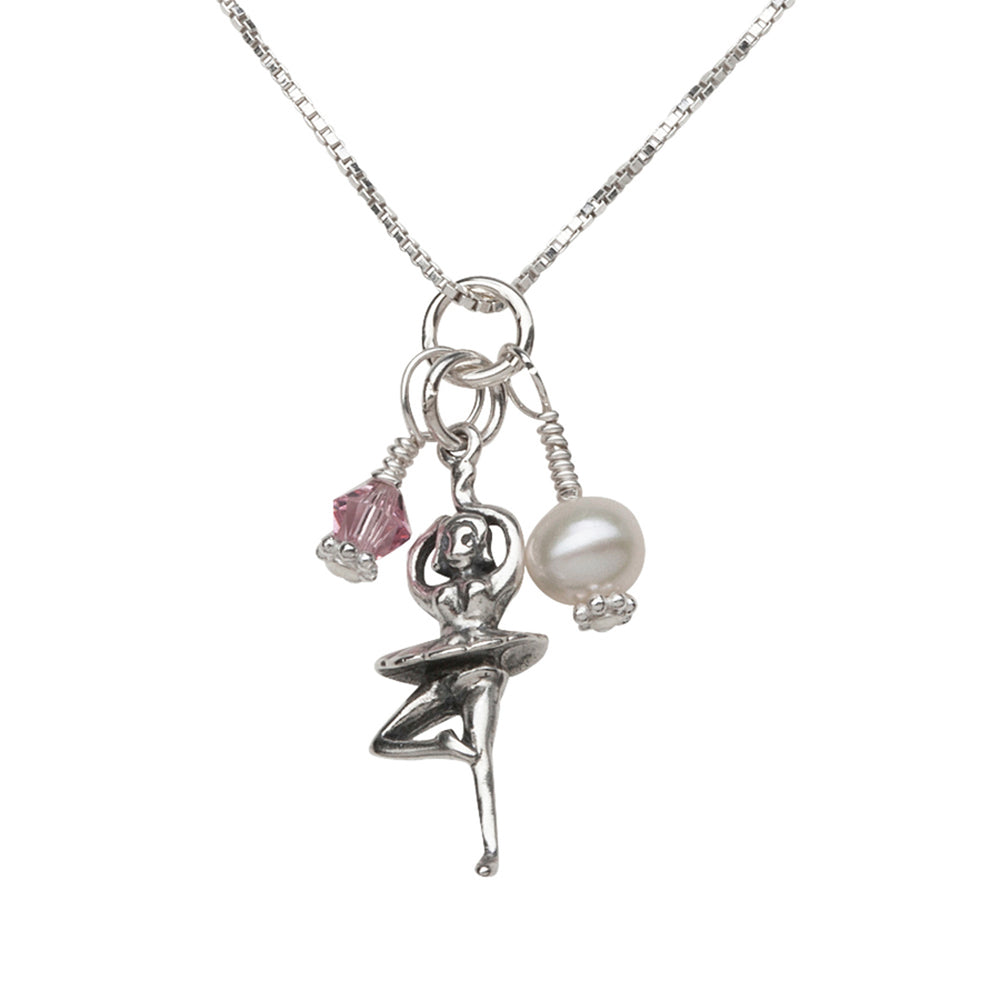 
                
                    Load image into Gallery viewer, Sterling Silver Ballerina Necklace for Kids
                
            