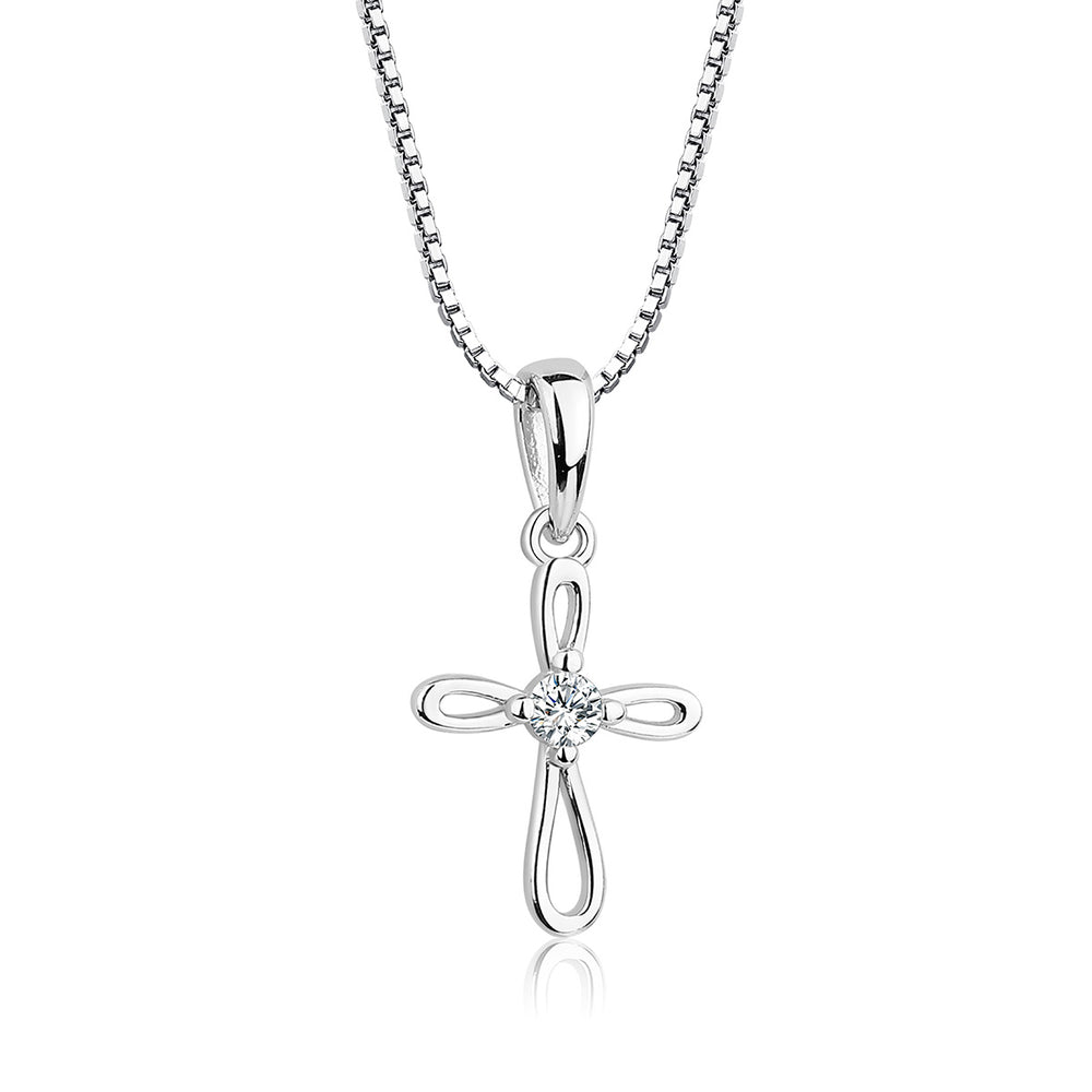 Timeless Sterling Silver Infinity Cross Necklace First Communion Gift for Girls