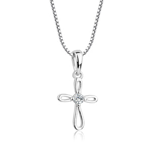 Sterling Silver Infinity Cross Necklace for Godchild Gift for Girls