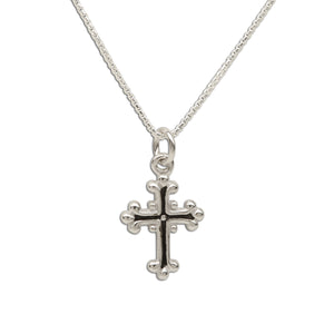 
                
                    Load image into Gallery viewer, Sterling Silver Cross Charm Necklace for Kids and Little Girls
                
            