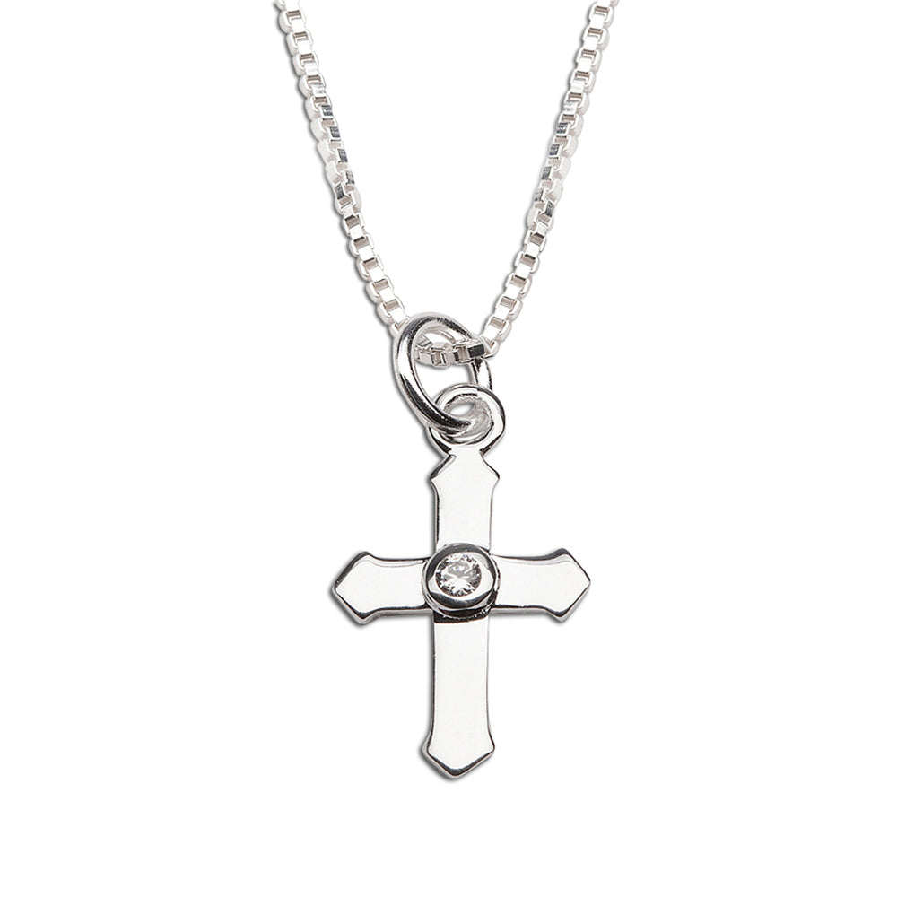 Children's sterling silver cross necklace for little girls