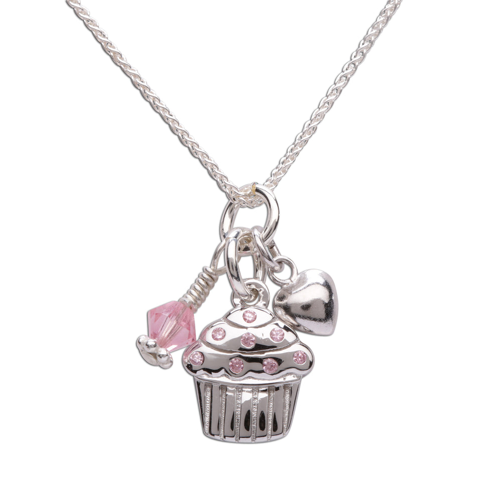 Sterling Silver Cupcake Necklace for Kids