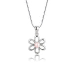 Sterling Silver Daisy Necklace with Pink Pearl for Girls