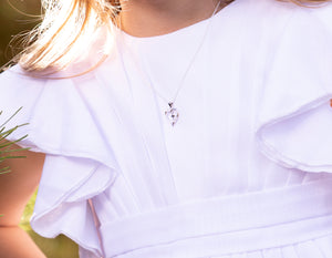 
                
                    Load image into Gallery viewer, First Communion Dancing Cross Necklace for Girls
                
            