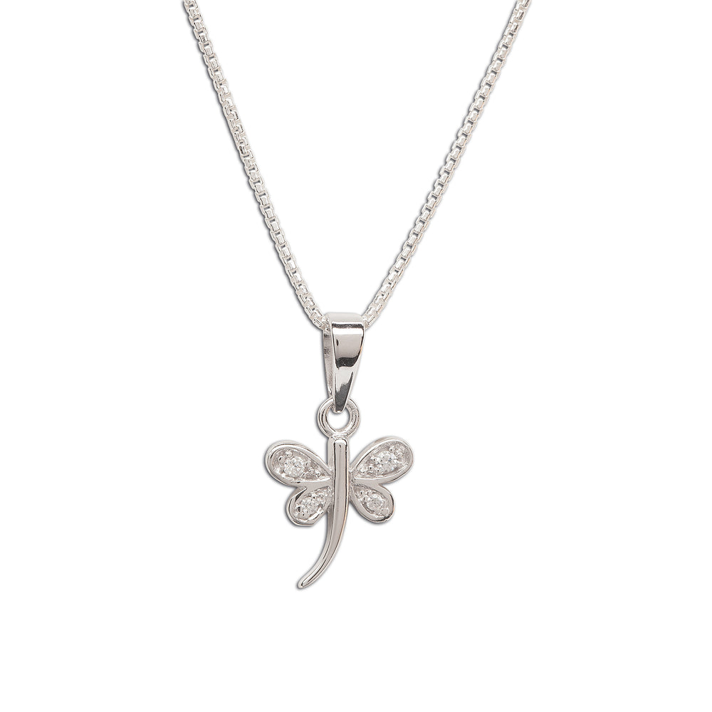 
                
                    Load image into Gallery viewer, Little girls sterling silver dragonfly pendant charm necklace
                
            