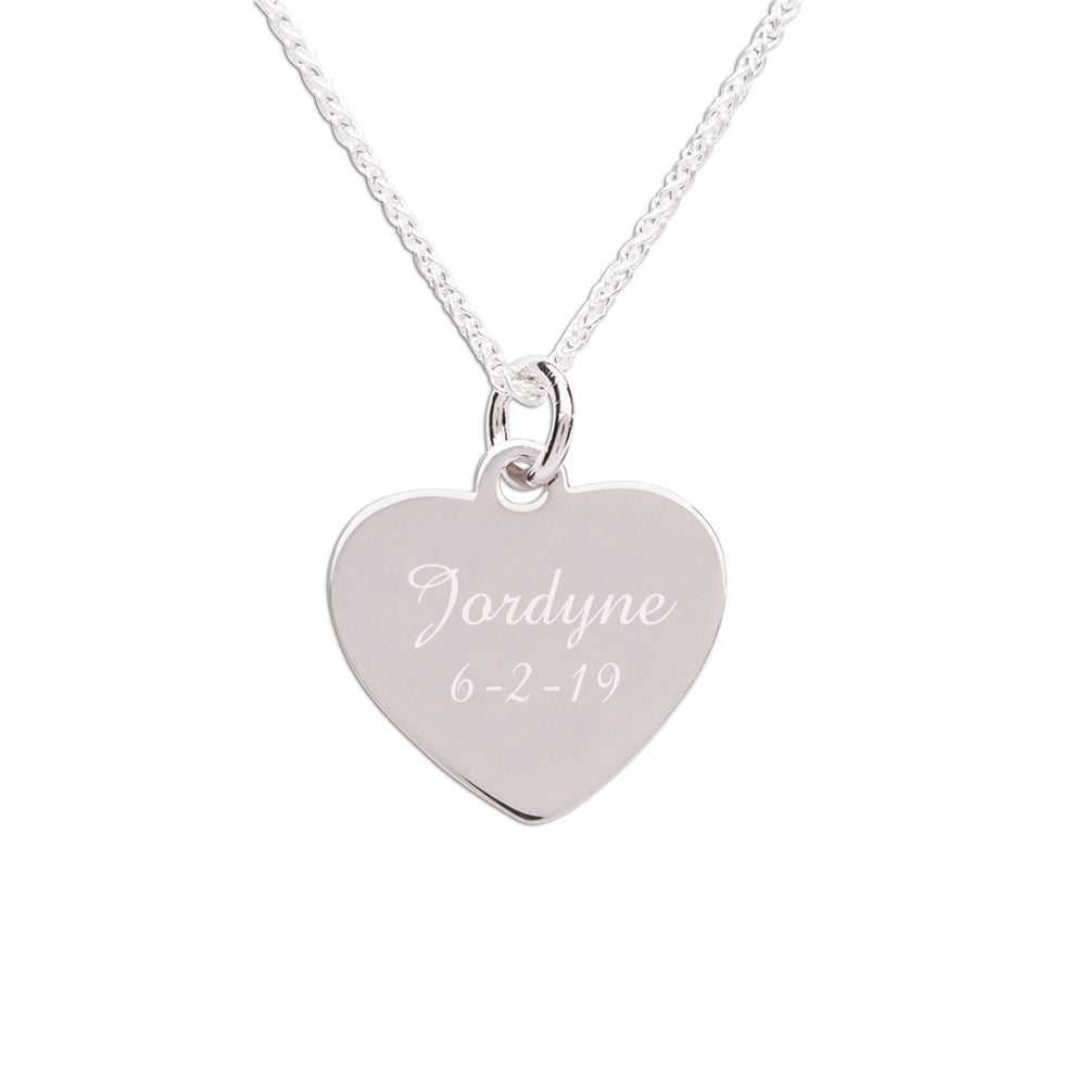 Sterling Silver Children's Personalized Heart Necklace